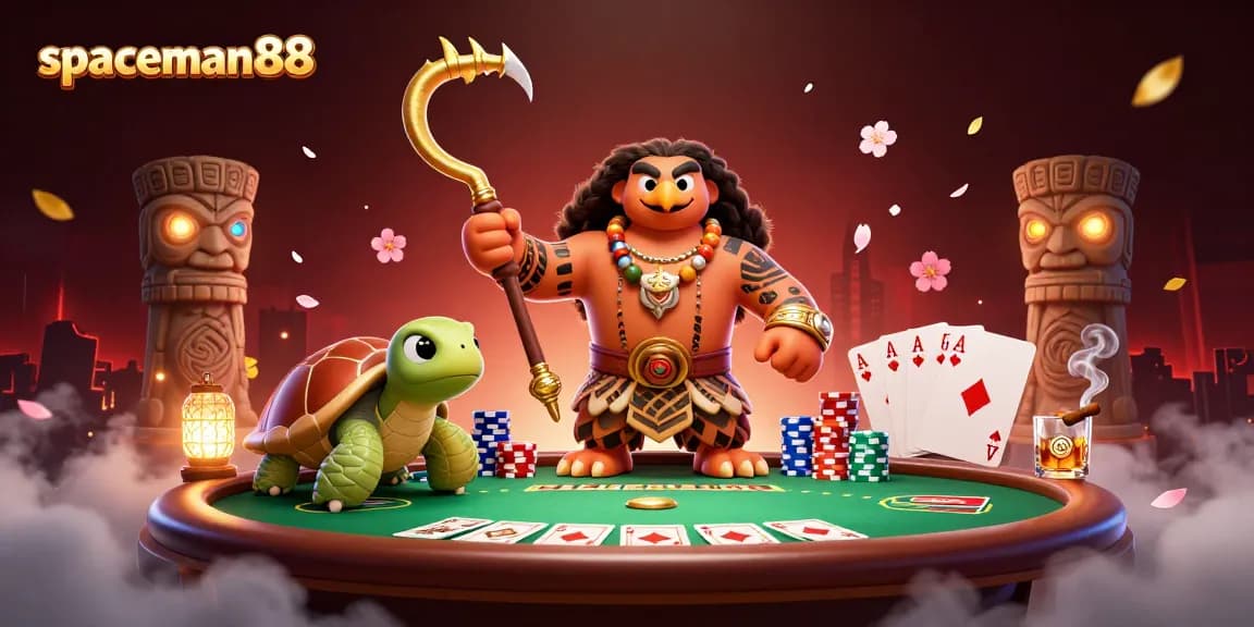 Engage with spaceman88 in an electrifying poker scene featuring dynamic characters and vibrant casino elements.