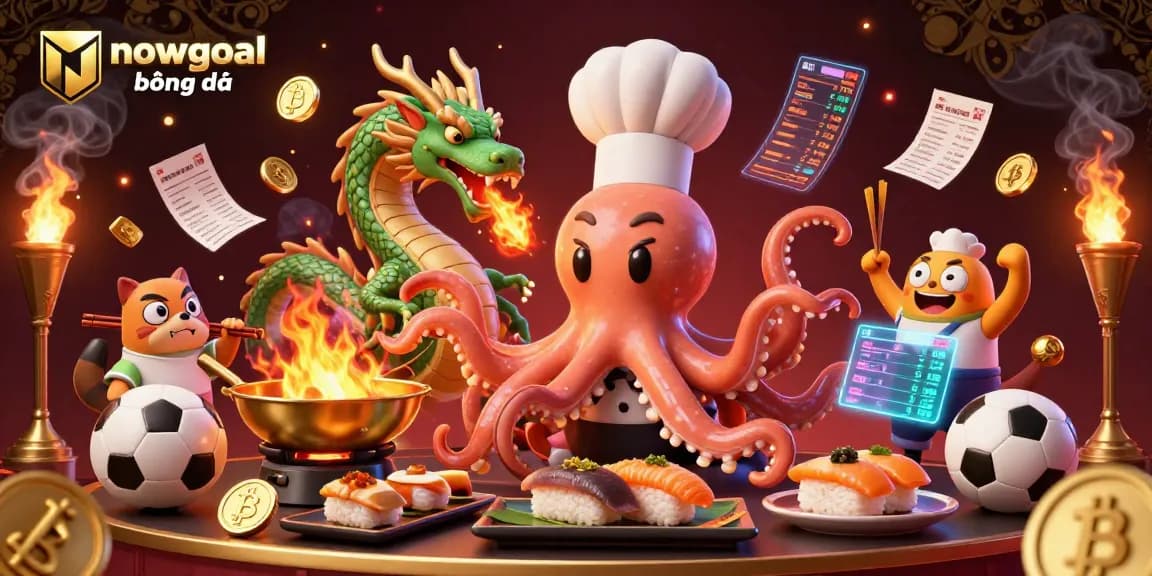 Bet on exciting matches with nowgoal bóng đá in this dynamic sports betting celebration, showcasing unique characters.