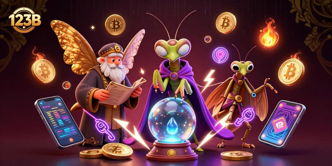 Engage in thrilling entertainment at 123B with vibrant casino elements and mystical characters.
