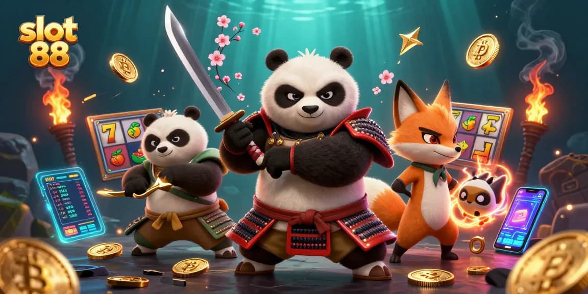 Engage in thrilling slot 88 gameplay with vibrant visuals, glowing elements, and dynamic characters.
