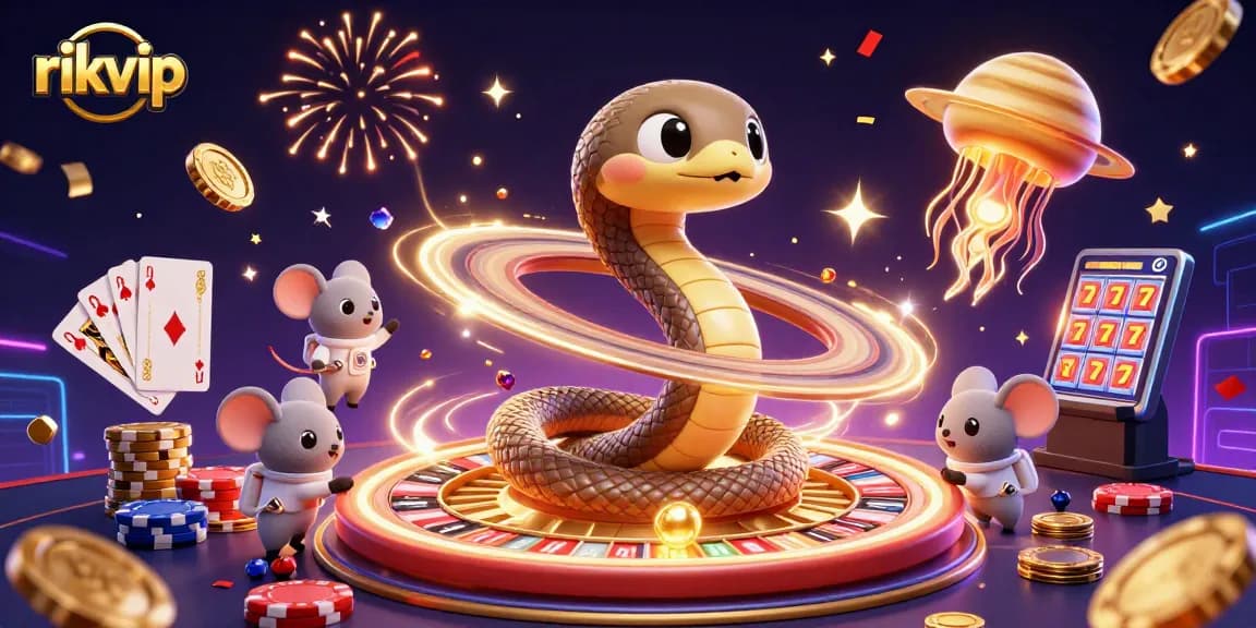 Engage in thrilling gameplay at rikvip as casino-themed characters celebrate with cascading rewards and vibrant visuals.