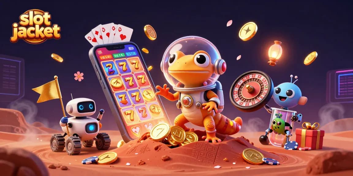 Slot jackpot menarik perhatian dengan mesin slot dan karakter luar angkasa mewarnai permainan.