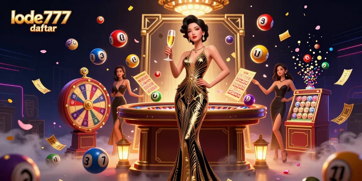 Experience winning at lode777 daftar with vibrant lottery elements in a glamorous casino scene.