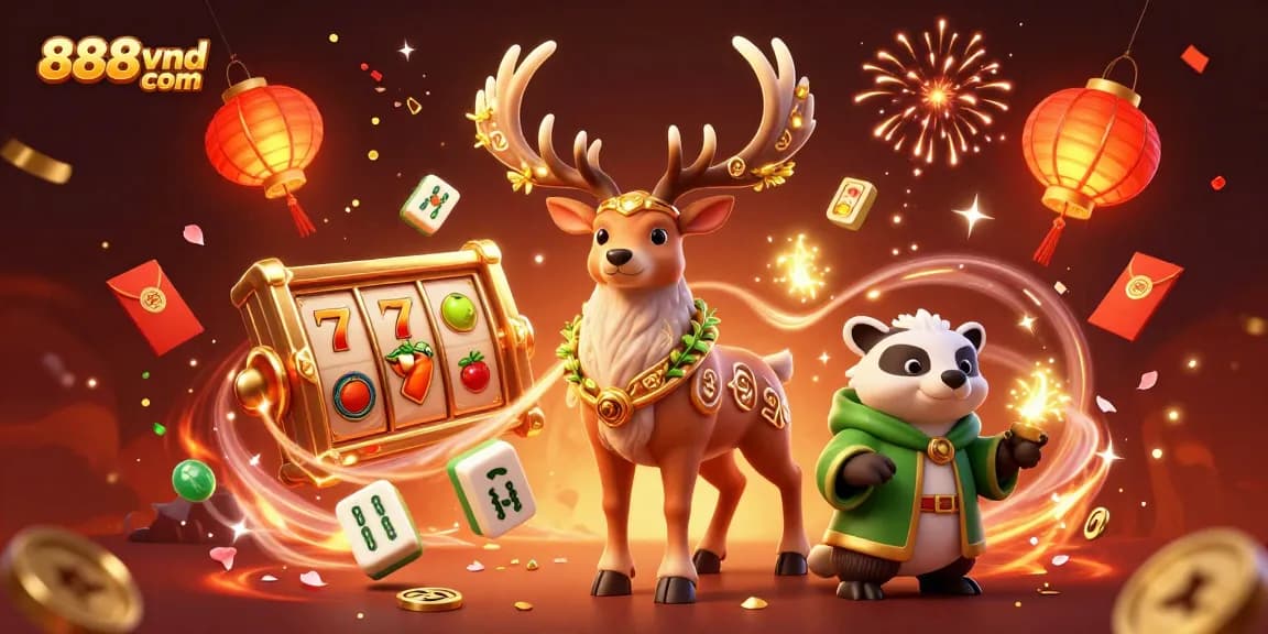 Engage with thrilling games at 888vnd com through vibrant slot reels and dynamic illustrations.