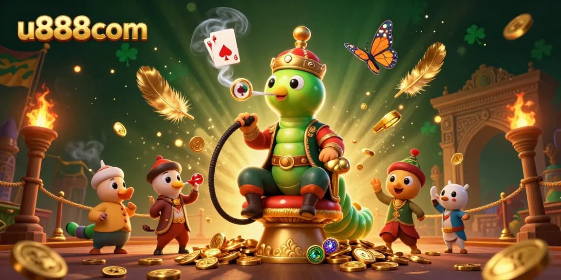 Experience the vibrant world of u888com with an engaging casino scene filled with poker symbols and magical elements.