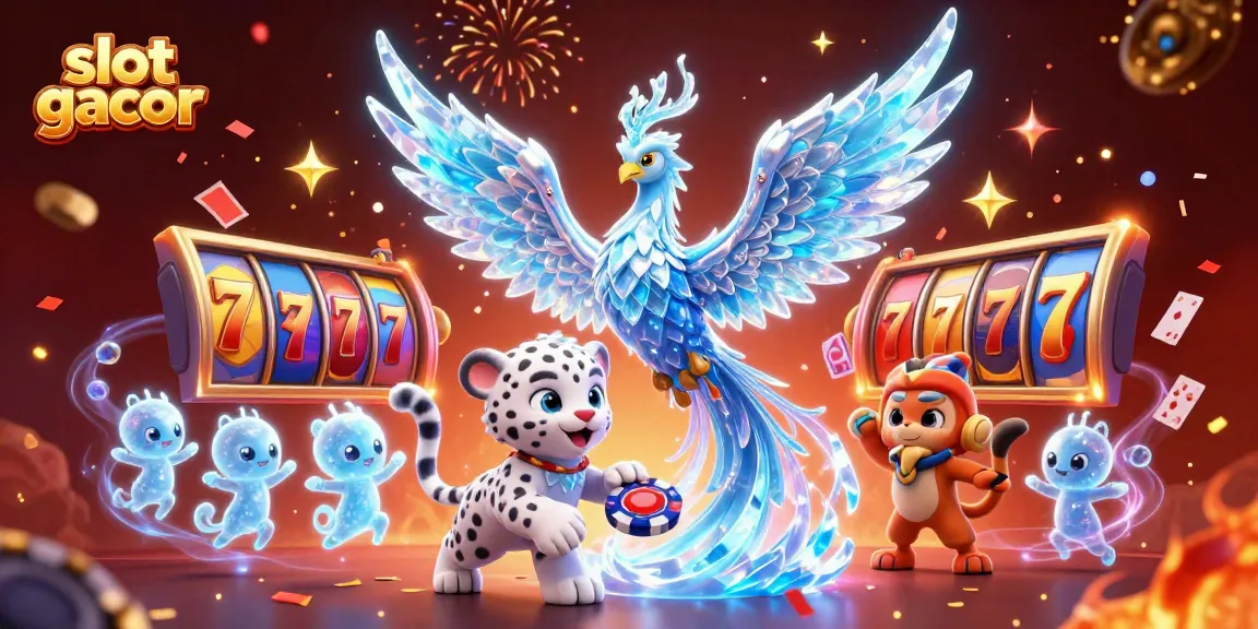 Experience thrilling slot gacor gameplay with a colorful casino-themed illustration featuring vivid characters and elements.