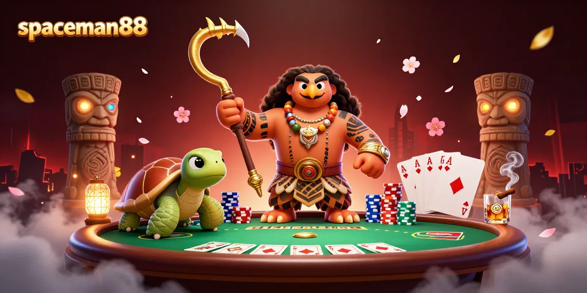 Engage with spaceman88 in an electrifying poker scene featuring dynamic characters and vibrant casino elements.
