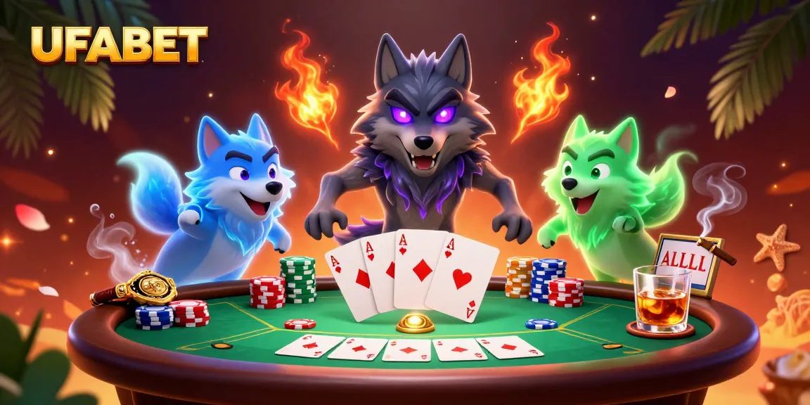 Experience thrilling poker action at UFABET with dynamic ghost wolves and vibrant casino elements