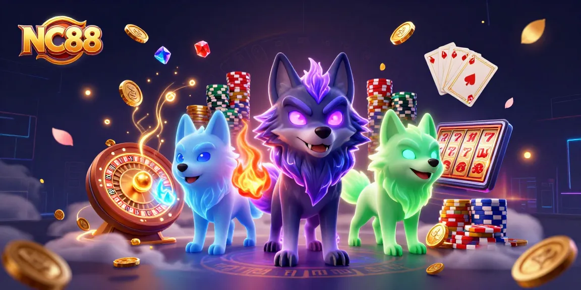 Experience NC88's thrilling casino adventure with vibrant wolves and exciting game elements.