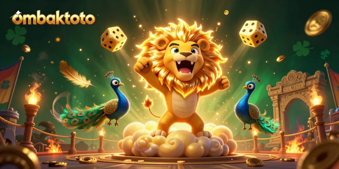 Experience the thrill of ombaktoto with a dynamic casino-themed 3D illustration featuring vibrant characters and action.