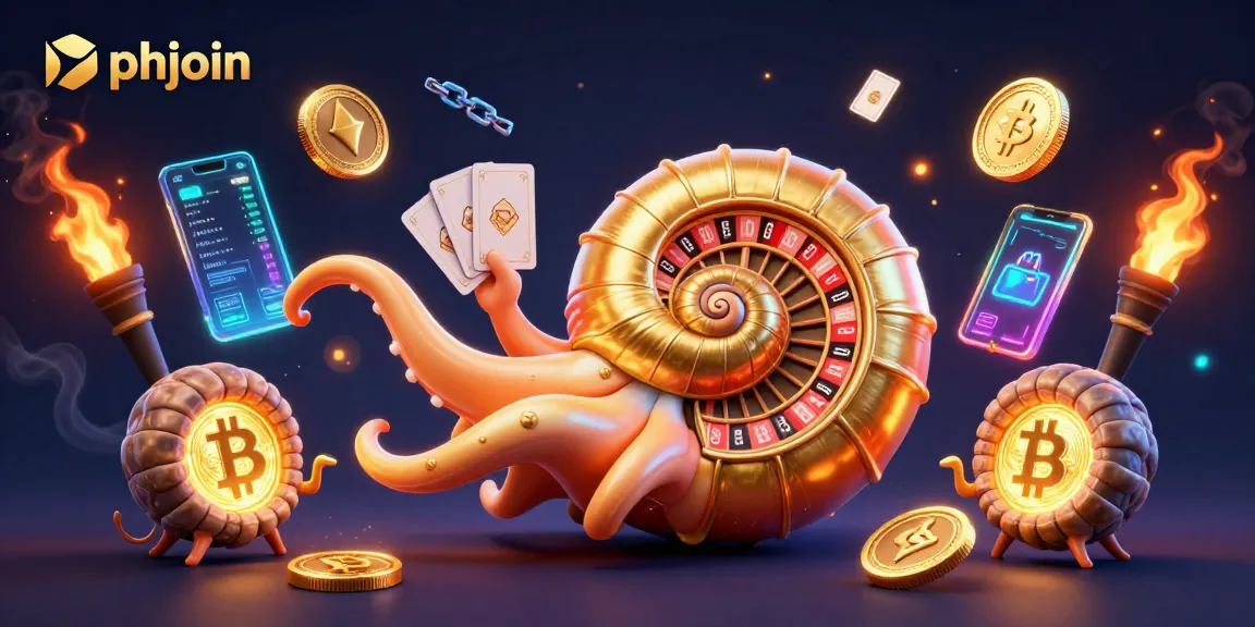 Experience thrilling gameplay with phjoin's illuminated nautilus and glowing crypto elements.