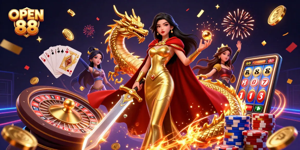 Enjoy thrilling gameplay with OPEN 88's vibrant casino scene featuring dynamic elements and colorful graphics.