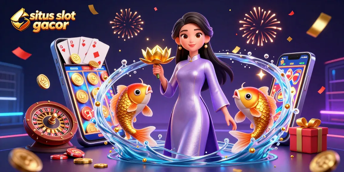 Engage with situs slot gacor through vibrant reels, golden coins, and rich game elements in this energetic casino scene.