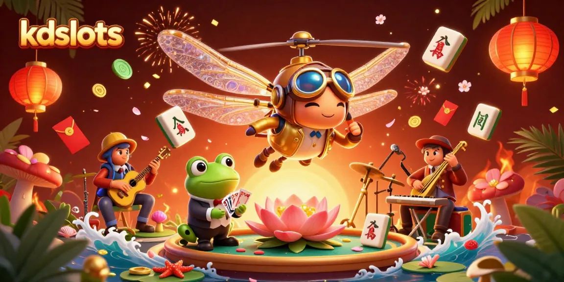 Experience excitement at kdslots with a lively 3D casino illustration featuring unique characters.