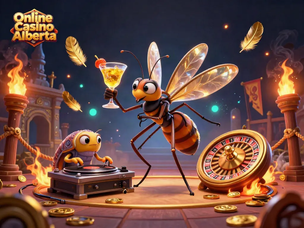 Playing games at Online Casino Alberta showcased in a vibrant 3D casino scene.