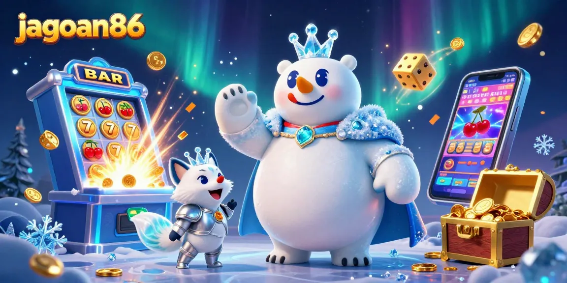 jagoan86 unleashes a thrilling casino experience with a winning jackpot scene, featuring vibrant characters and exciting game elements.
