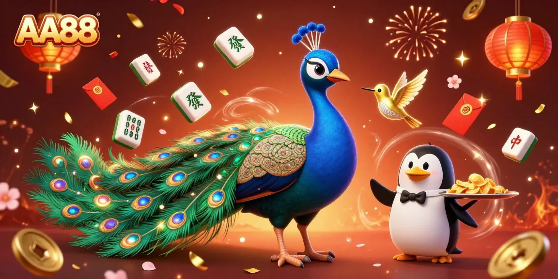 Experience the vibrant energy of AA88 with a 3D casino scene featuring vibrant characters and festive elements.