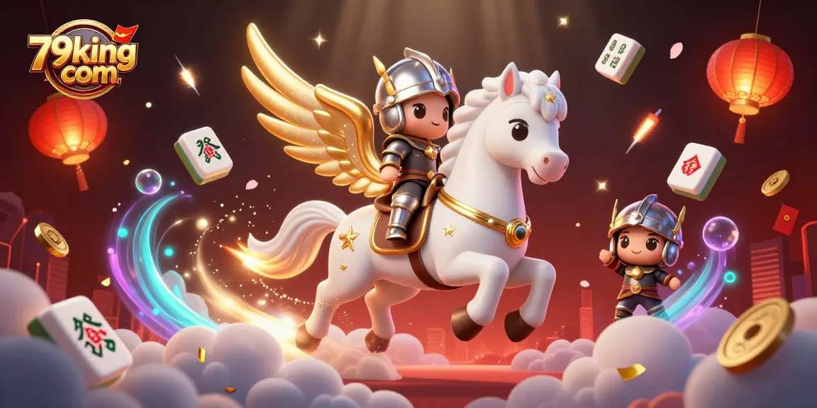Experience the thrill of gaming with 79king com as the celestial horse and knight celebrate with dazzling casino elements.