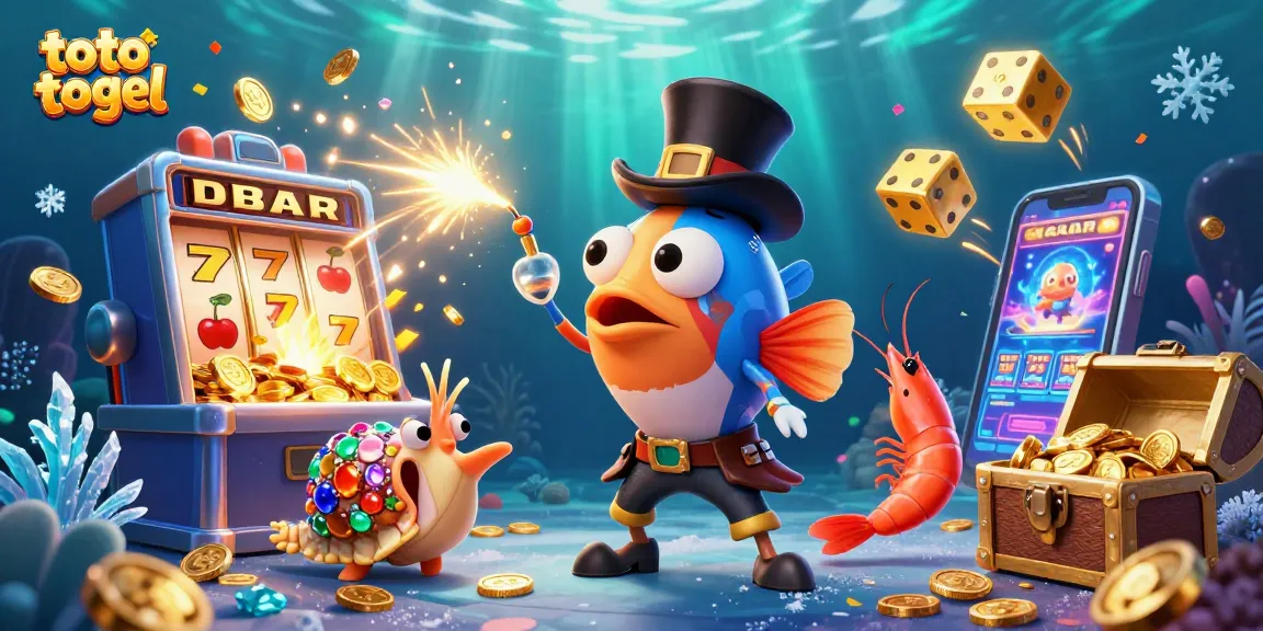 Toto togel themed image featuring vibrant underwater casino scene with glowing anglerfish and rich treasures