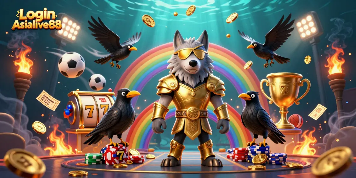 Engage with the dynamic visuals of Login Asialive88 showcasing a 3D casino-themed spectacular scene.