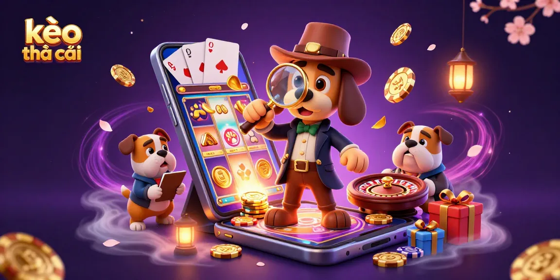Place bets using kèo nhà cái insights in an ultra-detailed 3D casino illustration featuring cartoon detective characters.