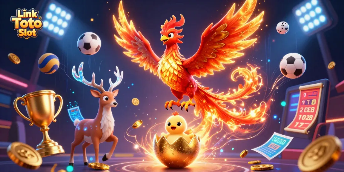 Winning big at Link Toto Slot with vibrant creatures and dynamic casino elements.