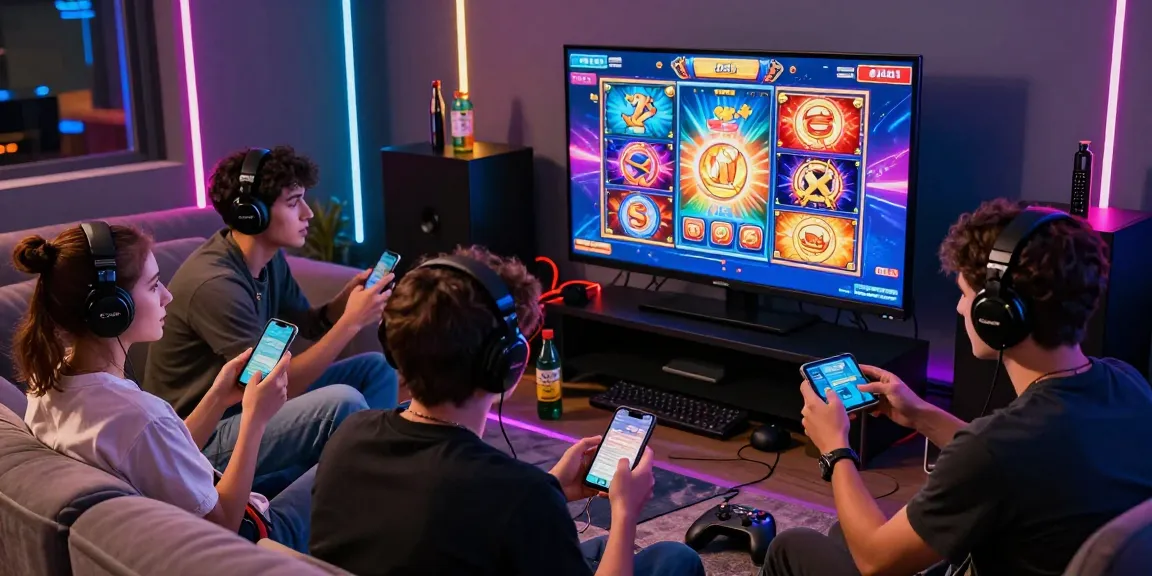 Exciting gaming session with friends showcasing deposit tanpa minimal in vibrant online slot environment