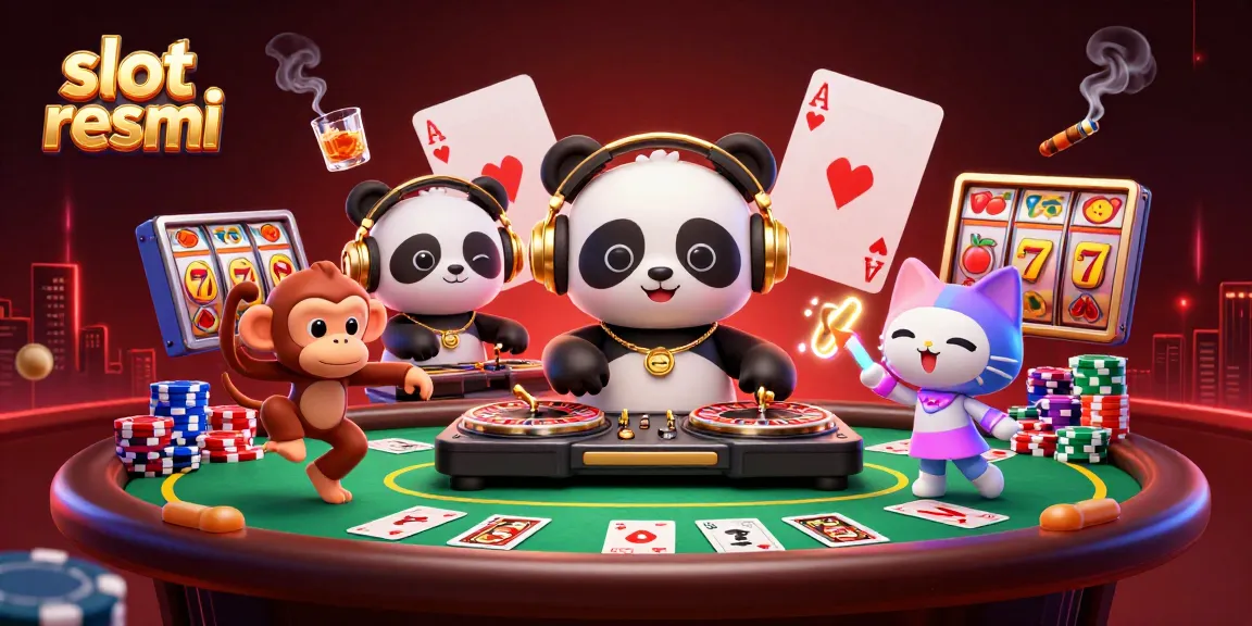 Engage with slot resmi's dynamic casino world featuring a DJ panda, breakdancing monkey, and rave kitten.