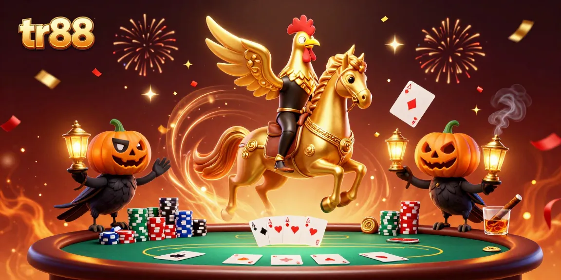 Win big with tr88 at a vibrant midnight casino scene filled with poker chips and golden characters.