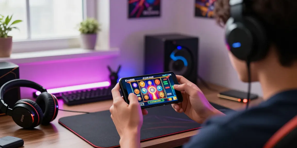 Evo888 Apk gaming experience on Android device in vibrant gaming setup