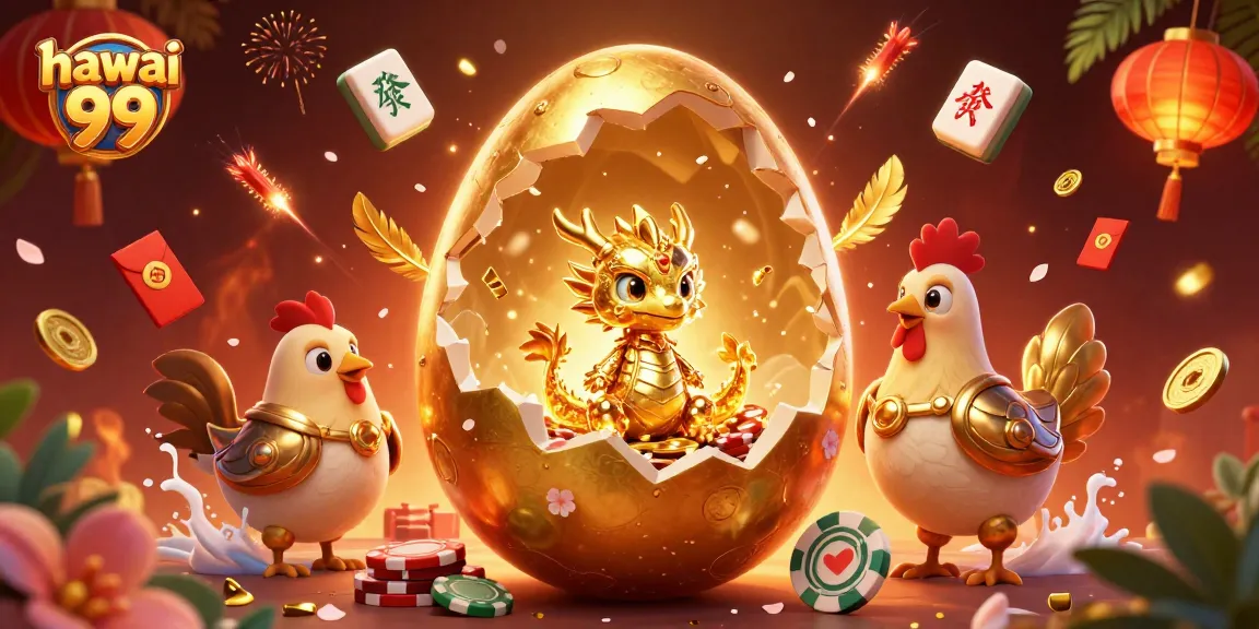 Experience exhilarating gameplay in hawai 99 with a captivating golden dragon and poker chips illustration.
