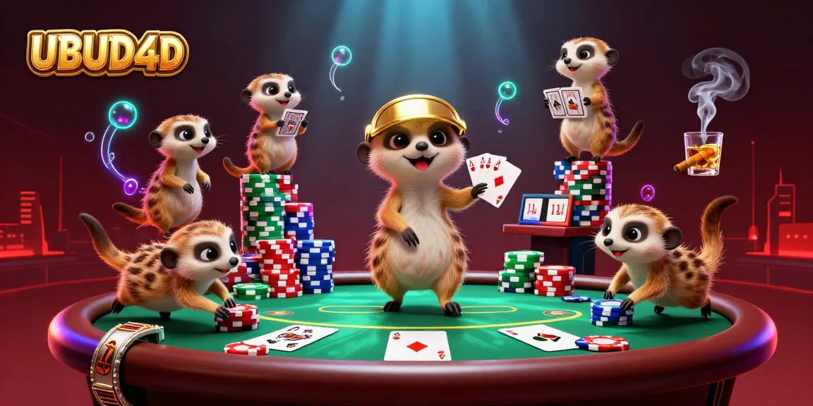 Play UBUD4D to experience an exciting 3D gambling scene with meerkats running a casino operation.