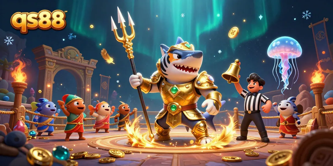 Experience thrilling action with qs88 in this dynamic underwater casino illustration.