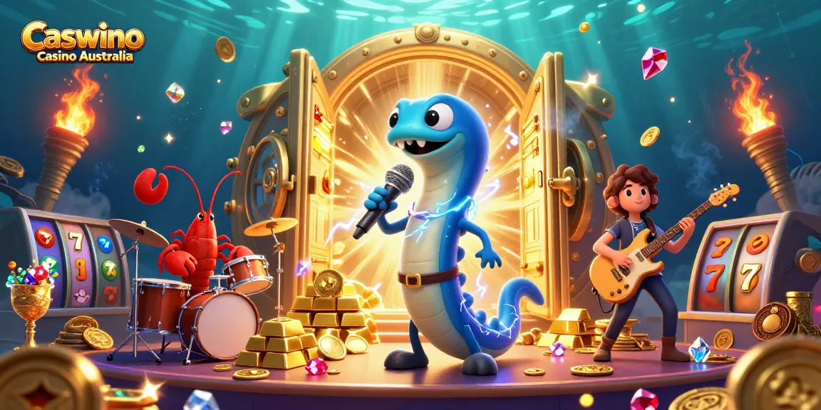 Experience the excitement of Caswino Casino Australia with a 3D electric eel DJ and lively underwater scene.