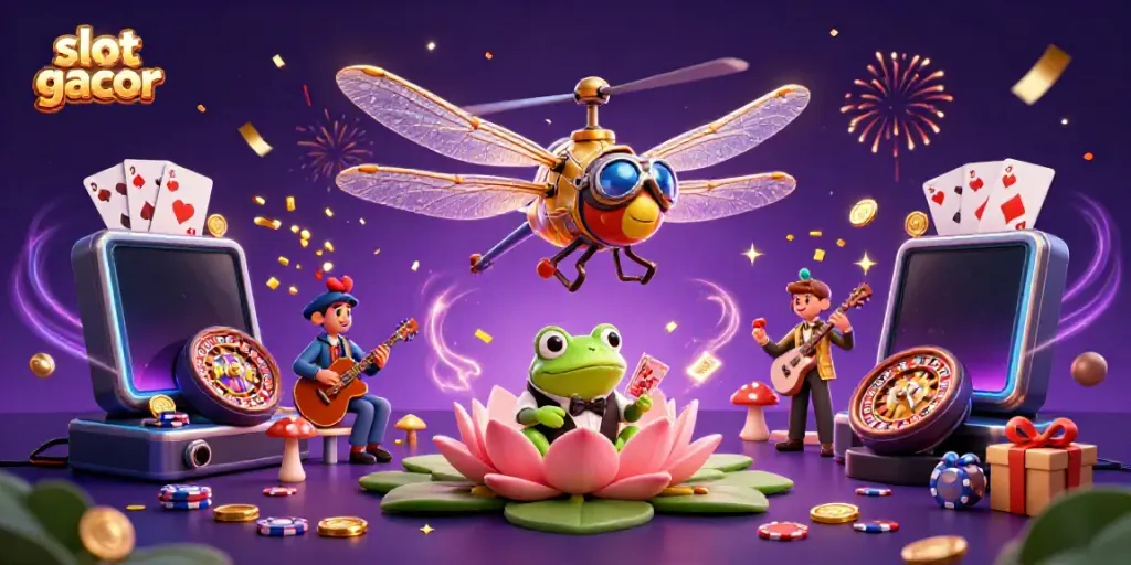 Experience the thrill of slot gacor with vibrant casino elements and characters.