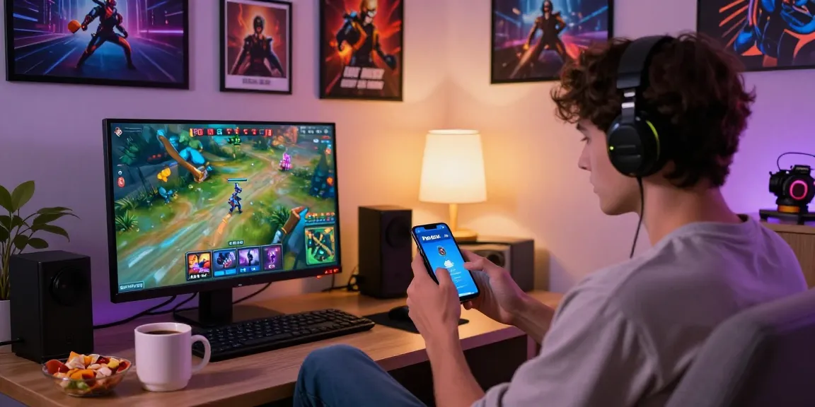 Player exploring 3Patti Blue app in cozy living room, showcasing gaming excitement and colorful graphics.