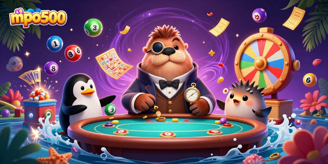 Play poker online with mpo500 featuring a walrus and colorful gaming elements.