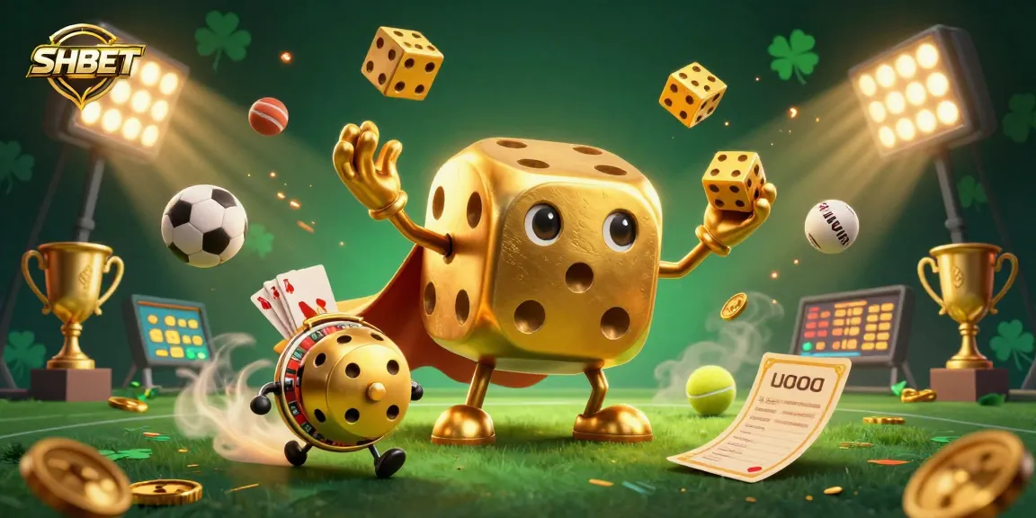 SHBET offers a thrilling experience with a vibrant casino scene featuring dynamic characters and lively gaming elements.