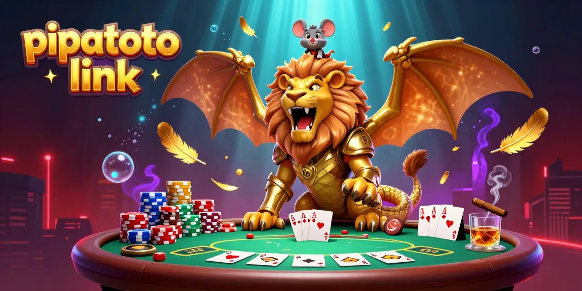 Engage in thrilling gaming with pipatoto link, featuring a chimera creature and poker table full of action.