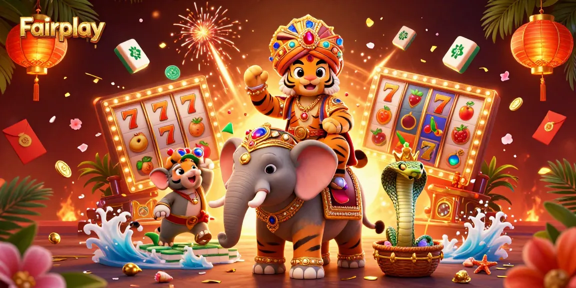 Experience the thrill of Fairplay with our vibrant casino scene featuring lively slot reels.