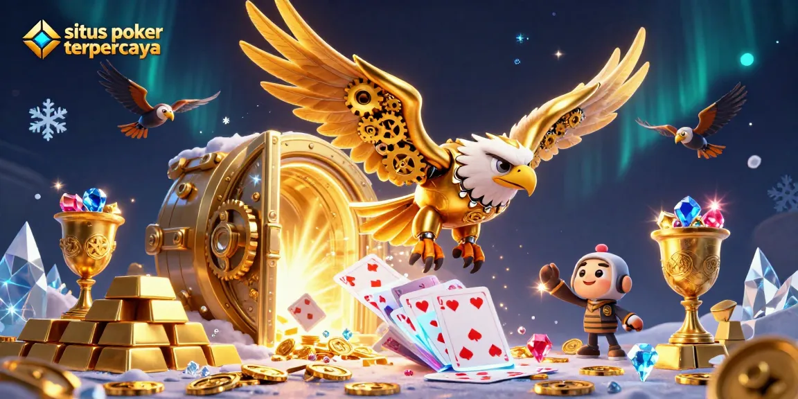 Experience the excitement of situs poker terpercaya with a vibrant 3D scene showcasing thrilling poker gameplay elements.