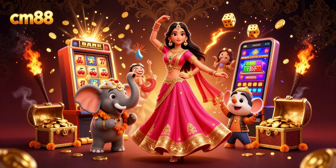 Experience thrilling casino fun with cm88's vibrant illustration showcasing rich game elements.