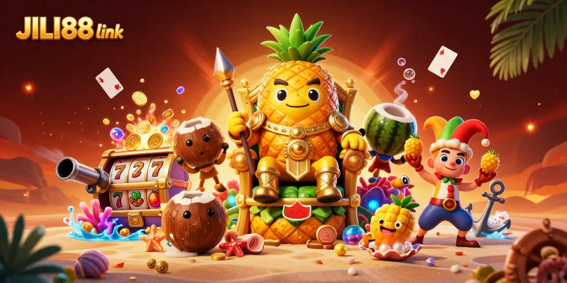 Engage with the JILI88 link in a vibrant casino scene featuring animated characters and slot elements.