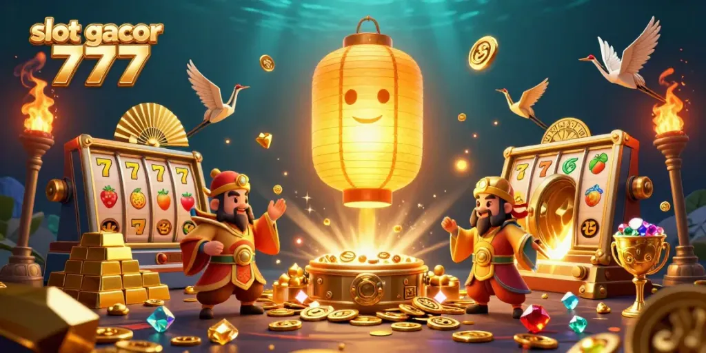 Experience thrilling wins with slot gacor 777 in this vibrant 3D casino scene.