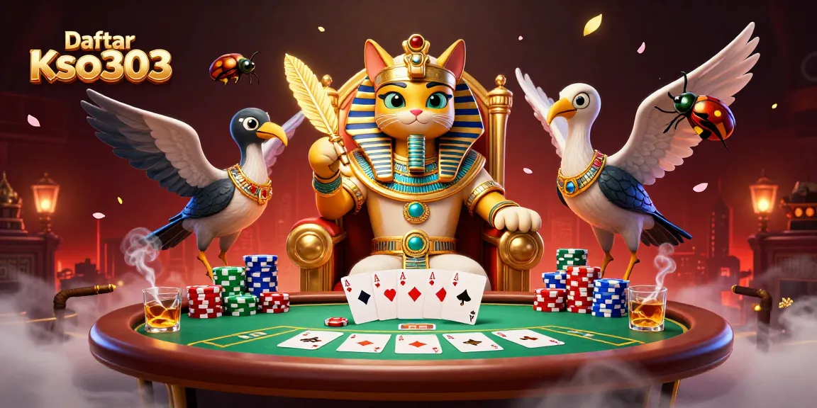 Daftar Kso303 menghadirkan suasana permainan poker yang menarik dengan karakter canggih dalam ilustrasi 3D.