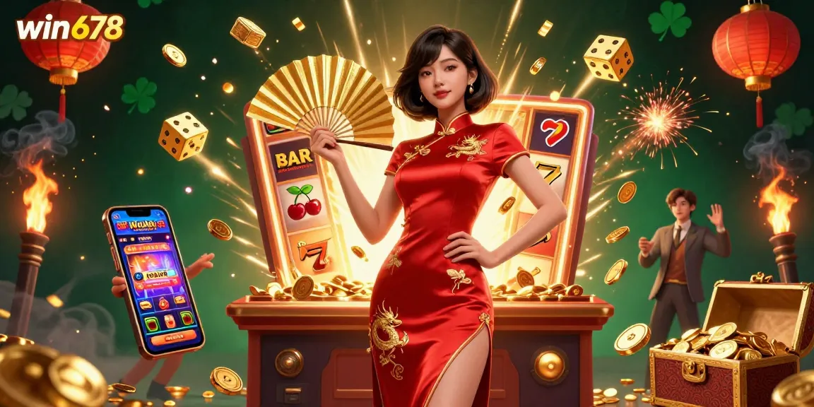 Win678 players enjoy vibrant casino fun, featuring dynamic slots and rich atmosphere with gold coins.
