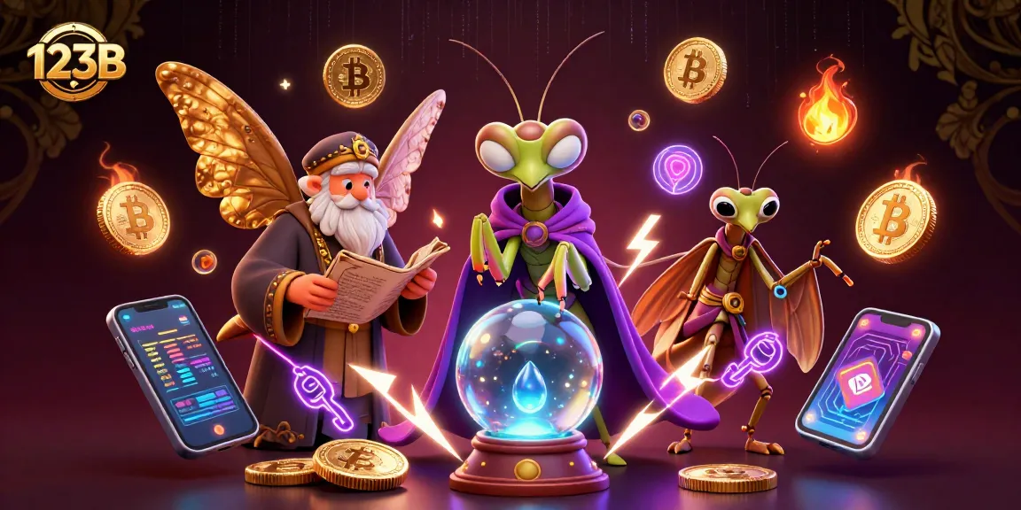 Engage in thrilling entertainment at 123B with vibrant casino elements and mystical characters.