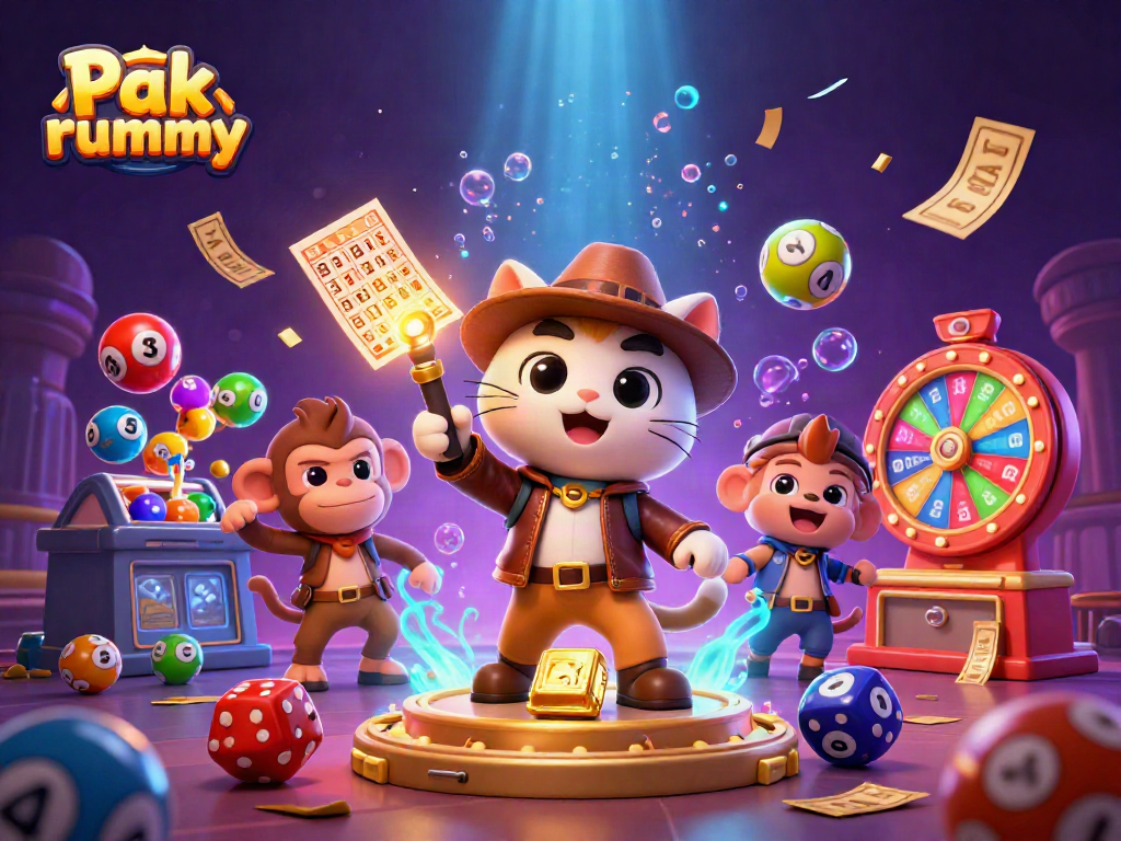 Experience the thrill of Pak rummy with animated characters discovering casino treasures.