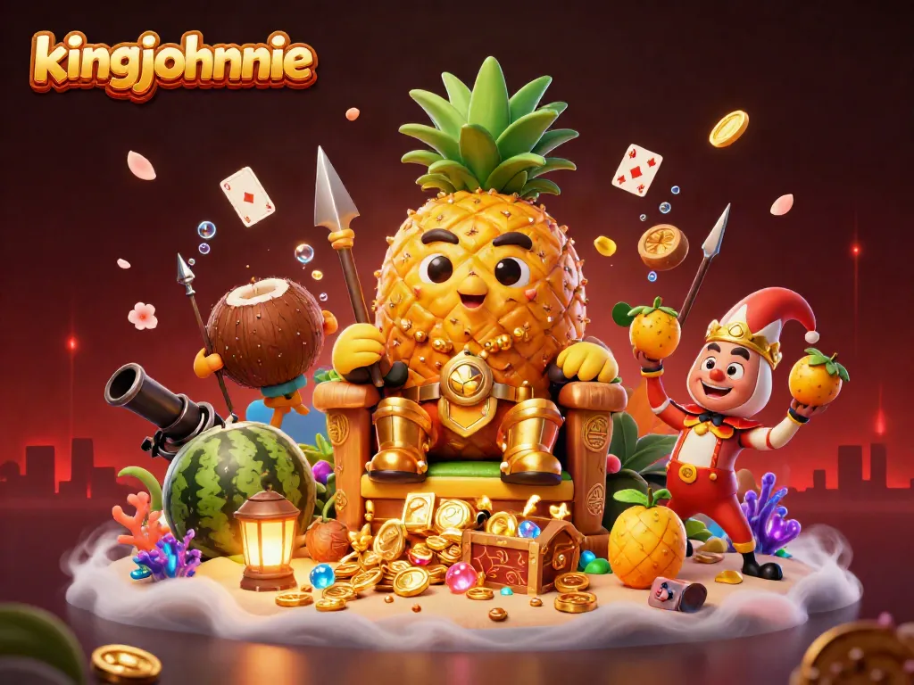 Experience the vibrant action of kingjohnnie's beach casino with unique characters and game-inspired elements.