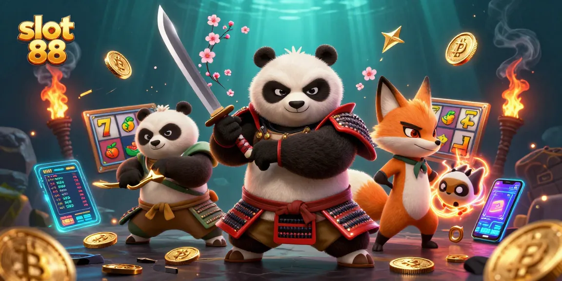 Engage in thrilling slot 88 gameplay with vibrant visuals, glowing elements, and dynamic characters.